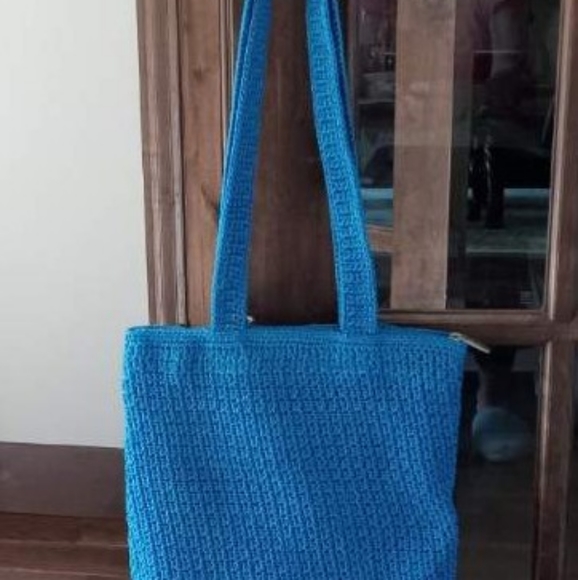 NWT The Sak Shoulder Bag/Handbag Purse Crocheted Turquoise Interior Zip Pocket - Picture 5 of 10